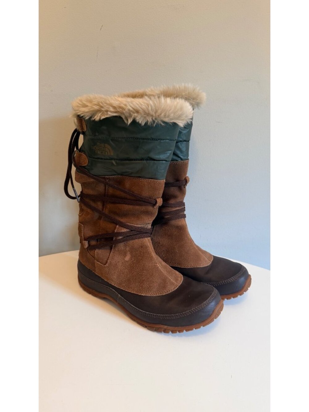 The North Face Green Brown Jozie Purna Insulated Snow Boots Womens Size 7.5